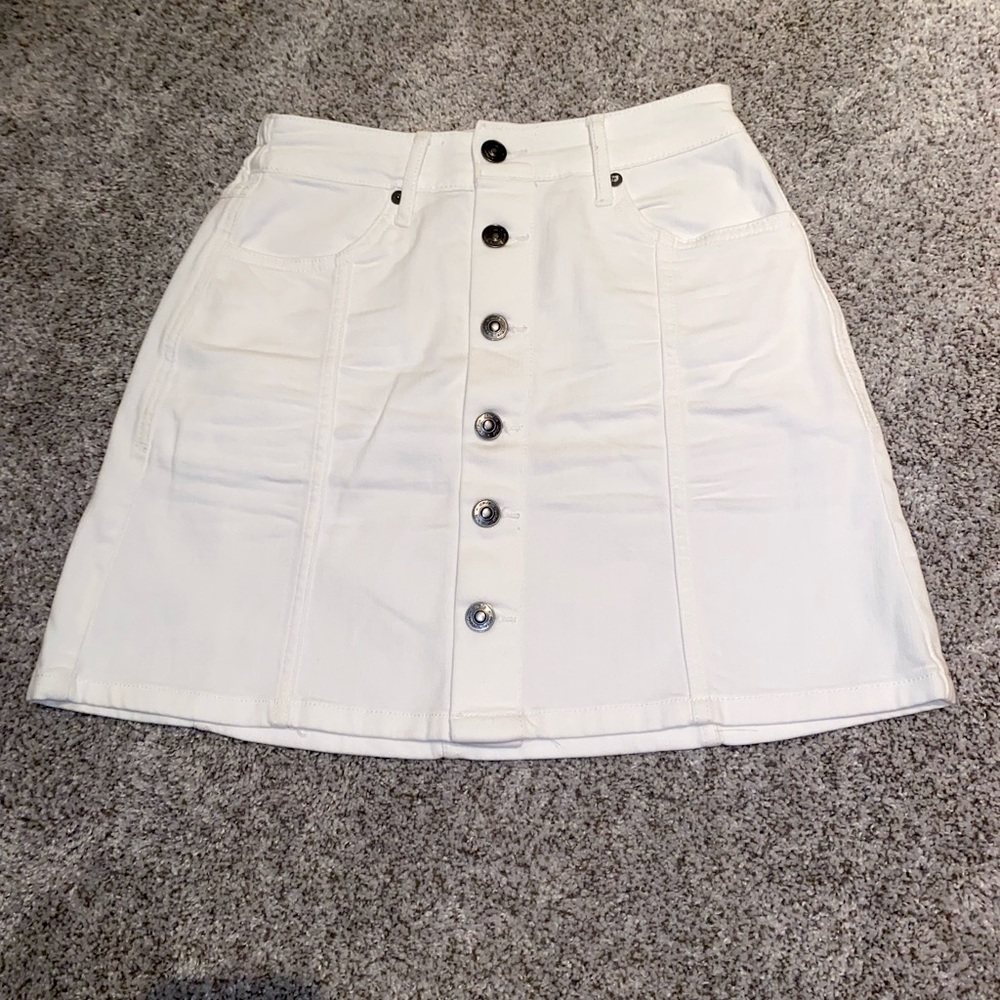 Aerie White Button Front Mini Skirt